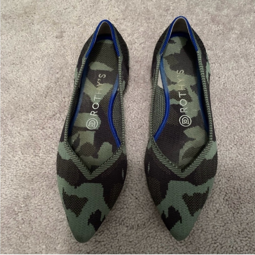 Rothy’s The Point Olive Camo Green Flats Size Size 8.5